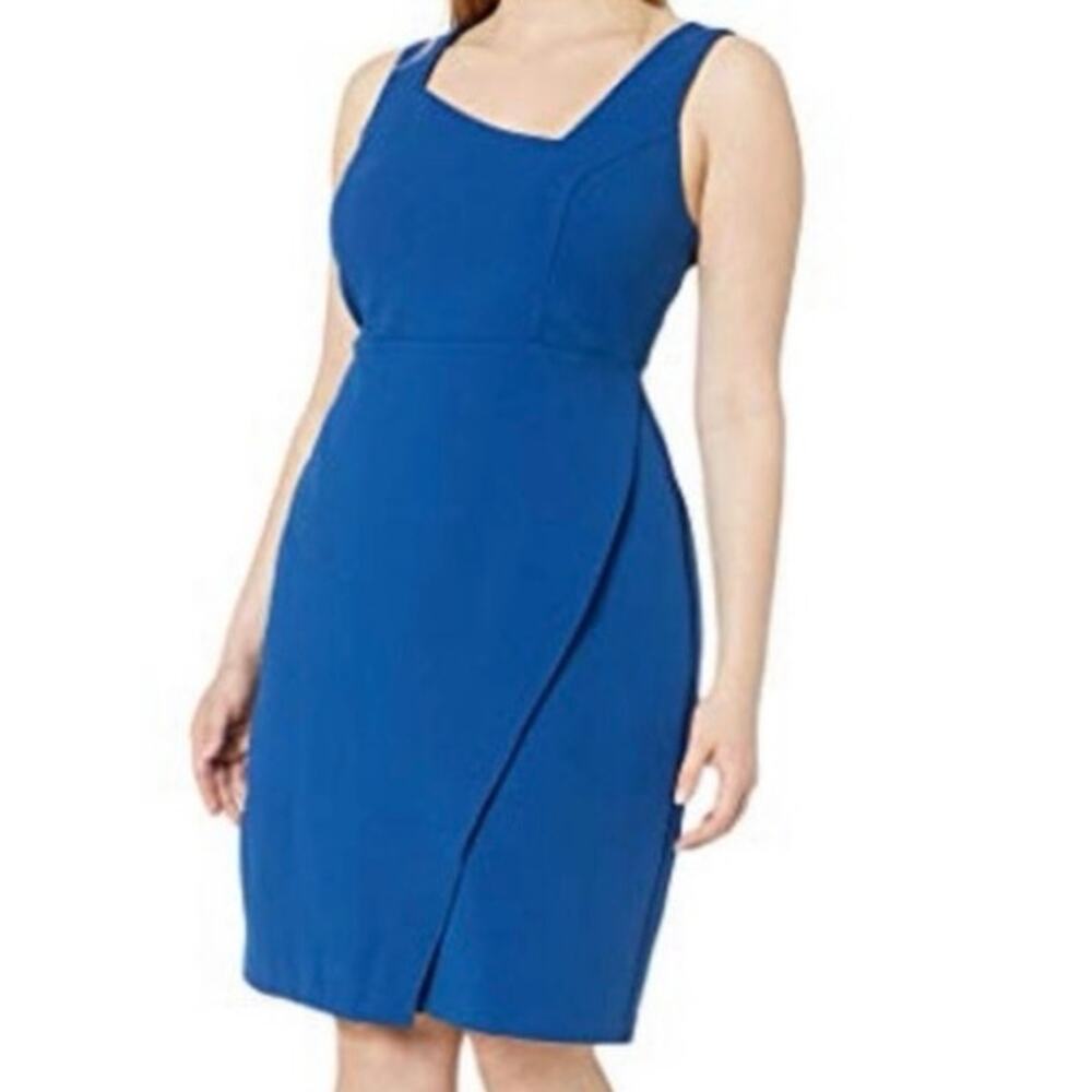 Betsey Johnson Scuba Crepe Dress Asymmetrical Neckline Royal Blue Dress NWT 20W